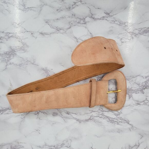 Donna Karan Vintage Oversized Tan Suede Waist Belt Asymetrical